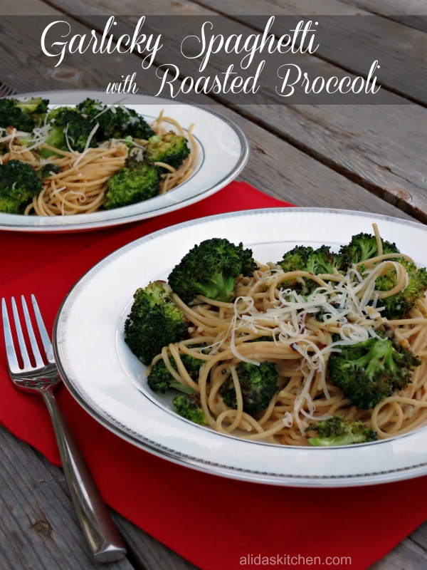 garlicky spaghetti with roasted broccoli #weekdaysupper