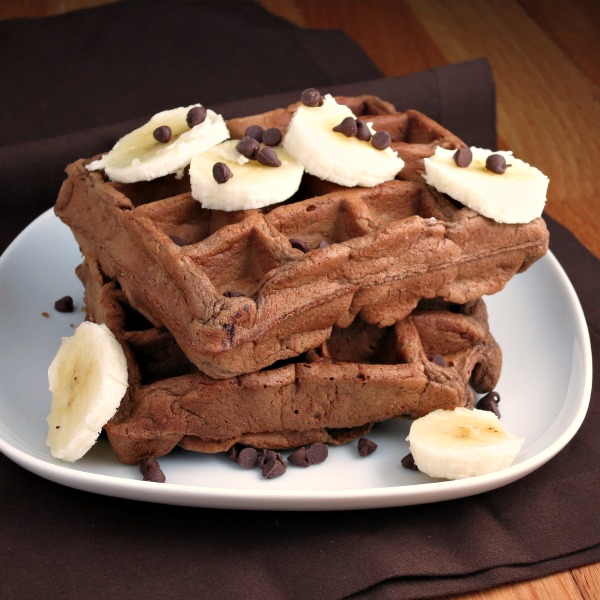 chocolate banana whole wheat waffles