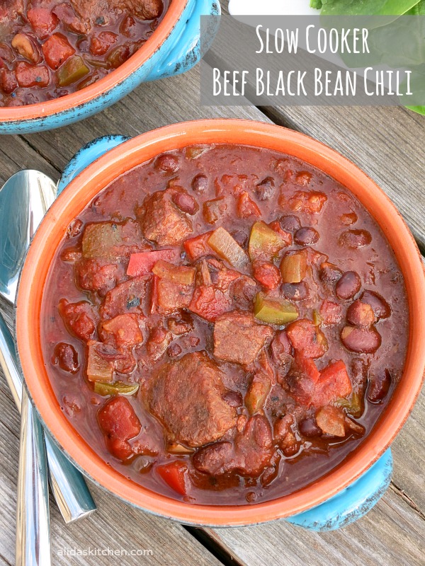 slow cooker beef black bean chili #sundaysupper